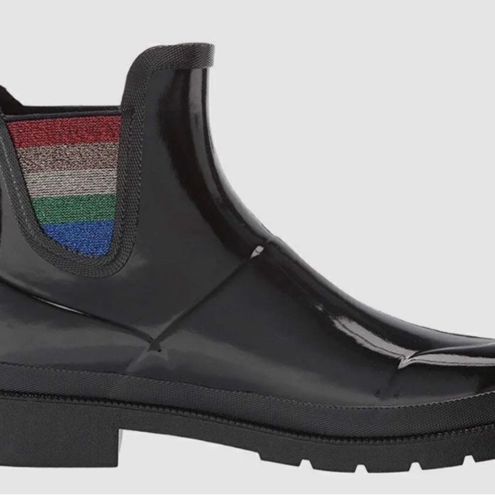 Tretorn Black Rain Boots with Colorful Stripe